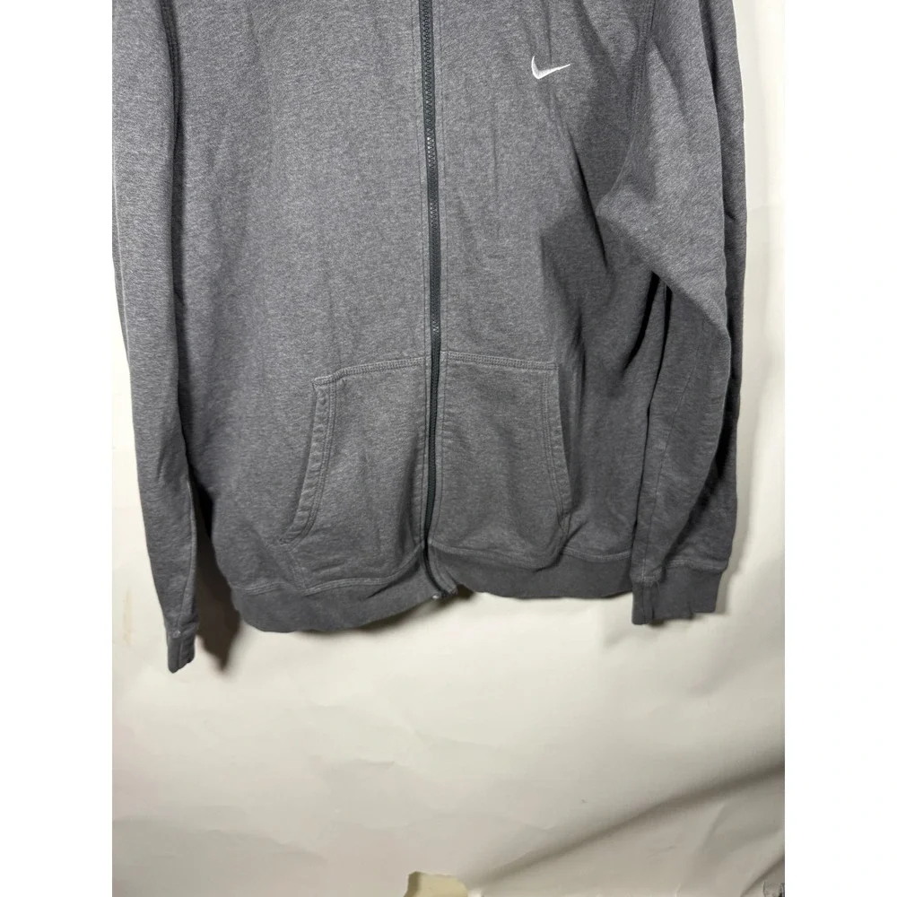 Nike Mens Full Zip Hoodie‎ Gray Fleece Embroidered Swoosh XL Charcoal Heather